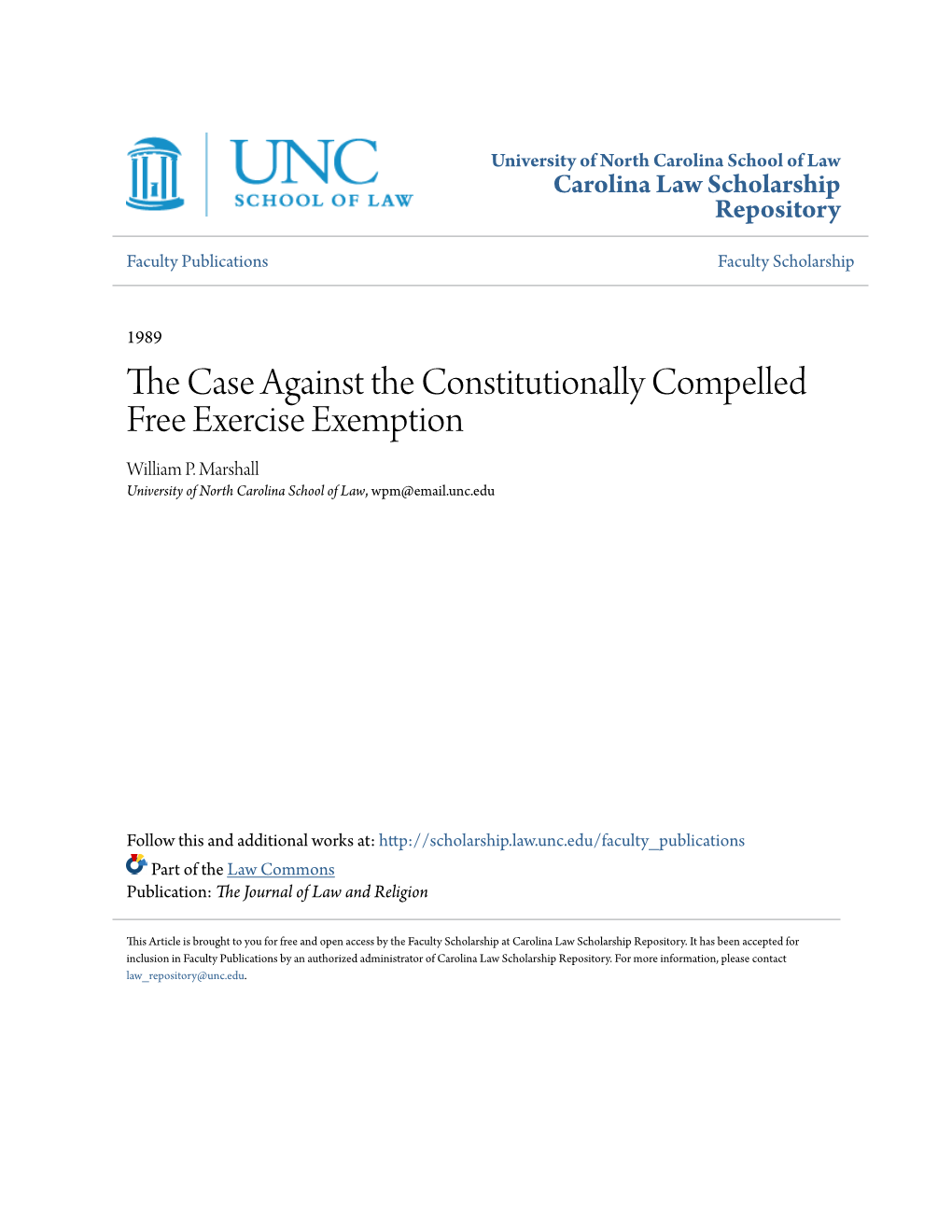 The Case Against the Constitutionally Compelled Free Exercise Exemption