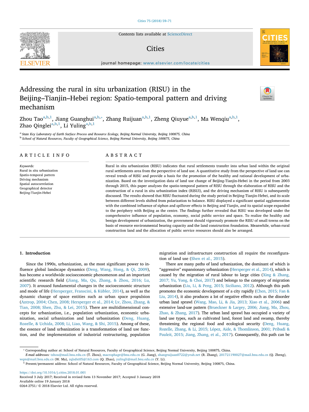 In the Beijing–Tianjin–Hebei Region Spatio-Temporal Pattern and Driving