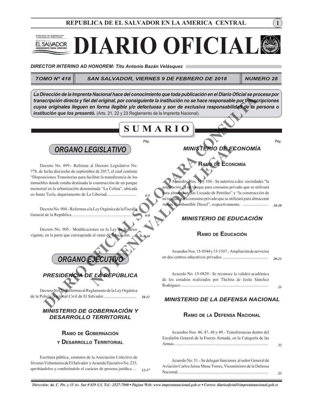 Diario Oficial 9 De Febrero 2018.Indd