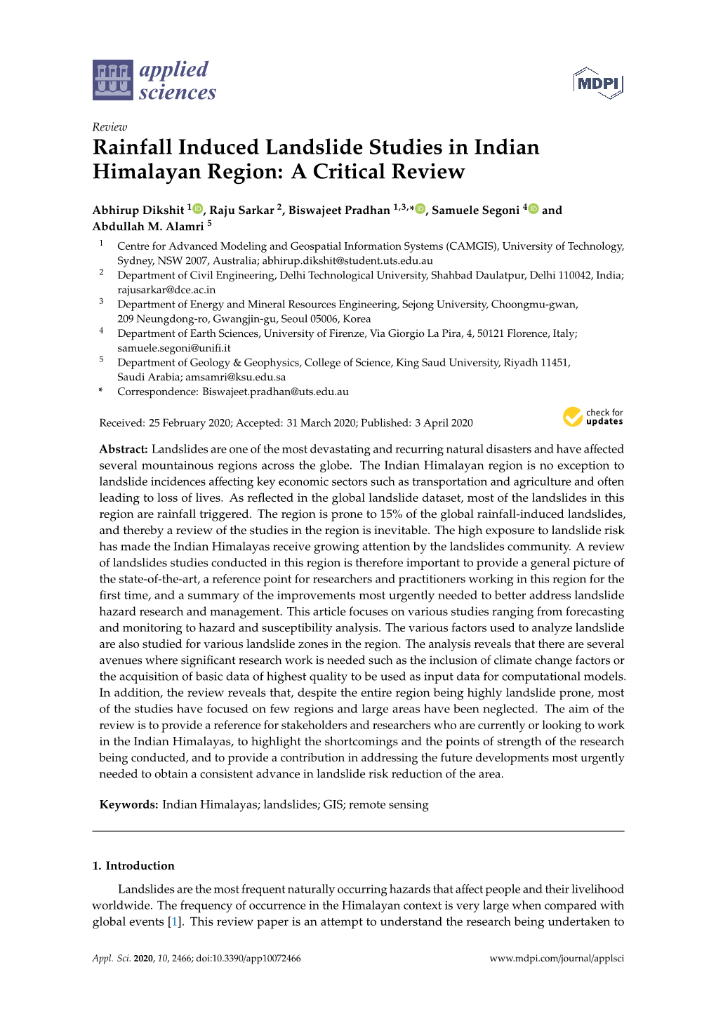 Rainfall Induced Landslide Studies in Indian Himalayan Region: a Critical Review