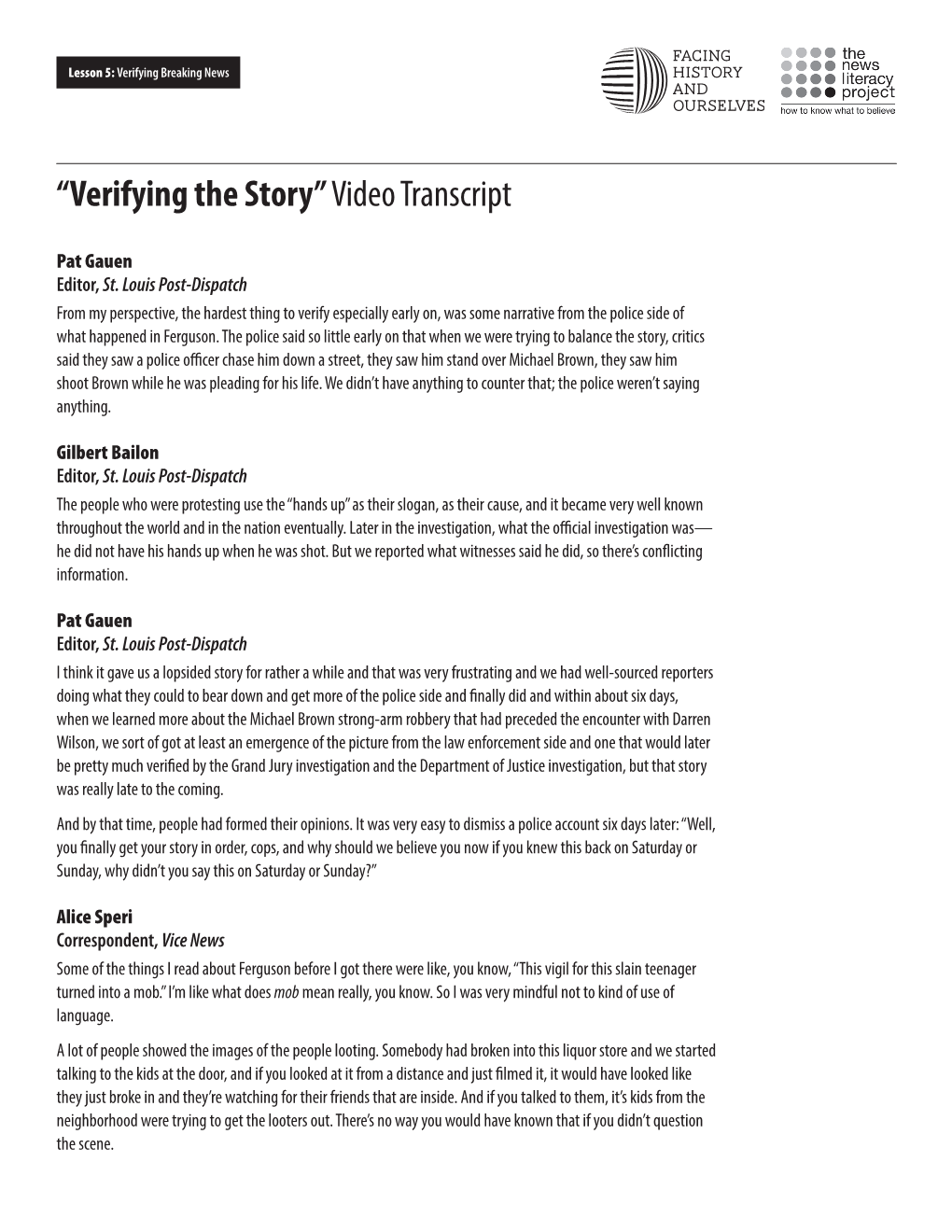 “Verifying the Story” Video Transcript