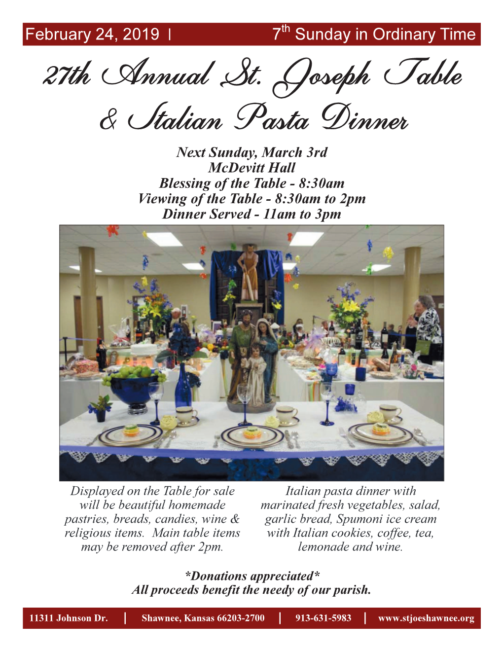 27Th Annual St. Joseph Table & Italian Pasta Dinner