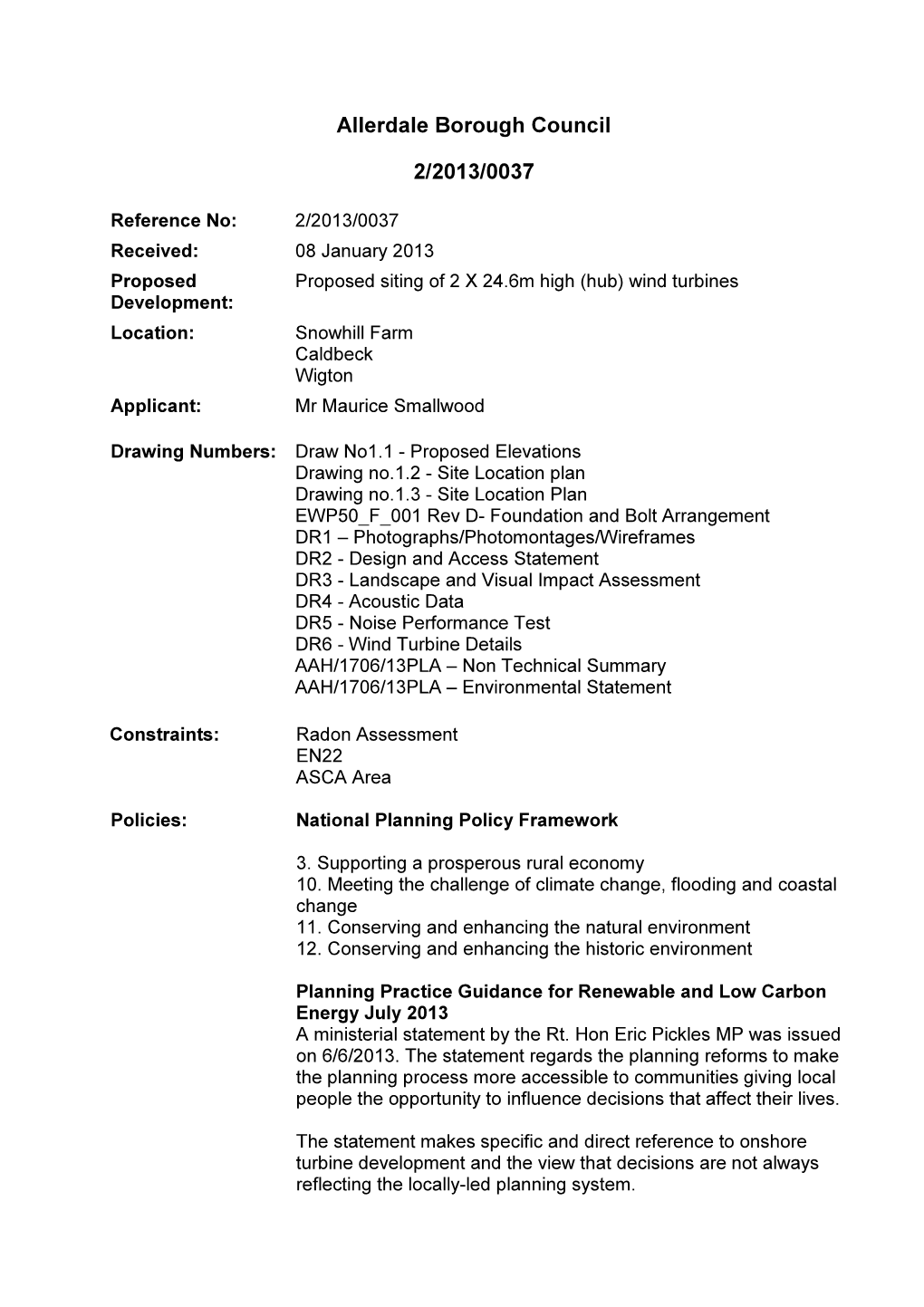 Proposed 2 Wind Turbines