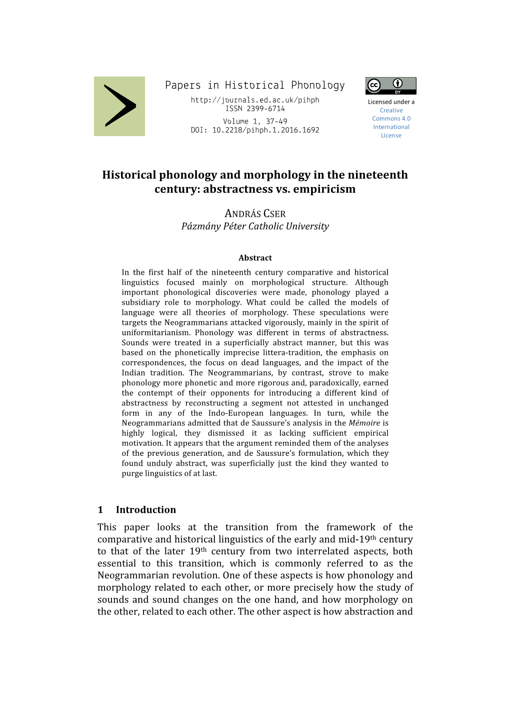 Papers in Historical Phonology