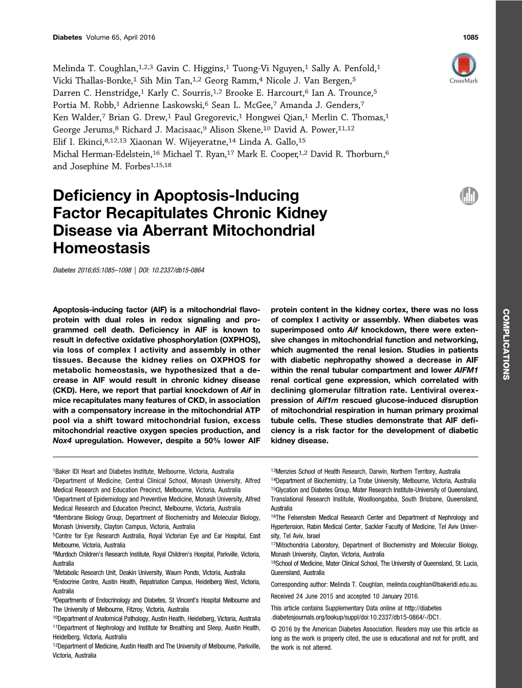 Deficiency in Apoptosis-Inducing Factor Recapitulates Chronic