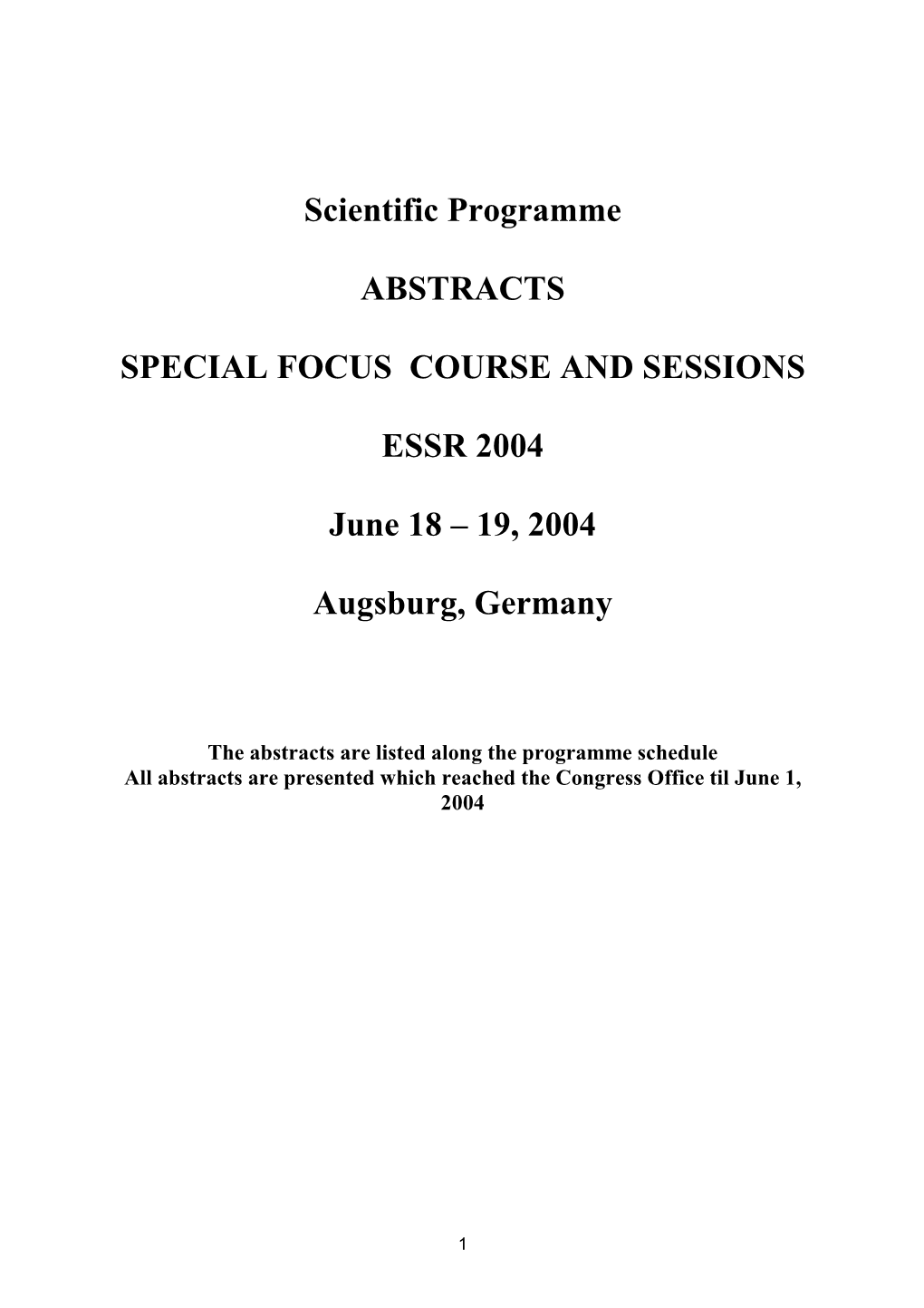 Invited Speaker 2004