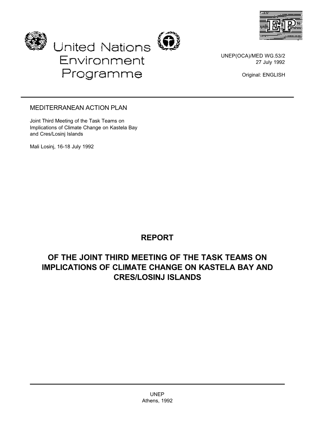 Report of the Joint Third Meeting of the Task Teams