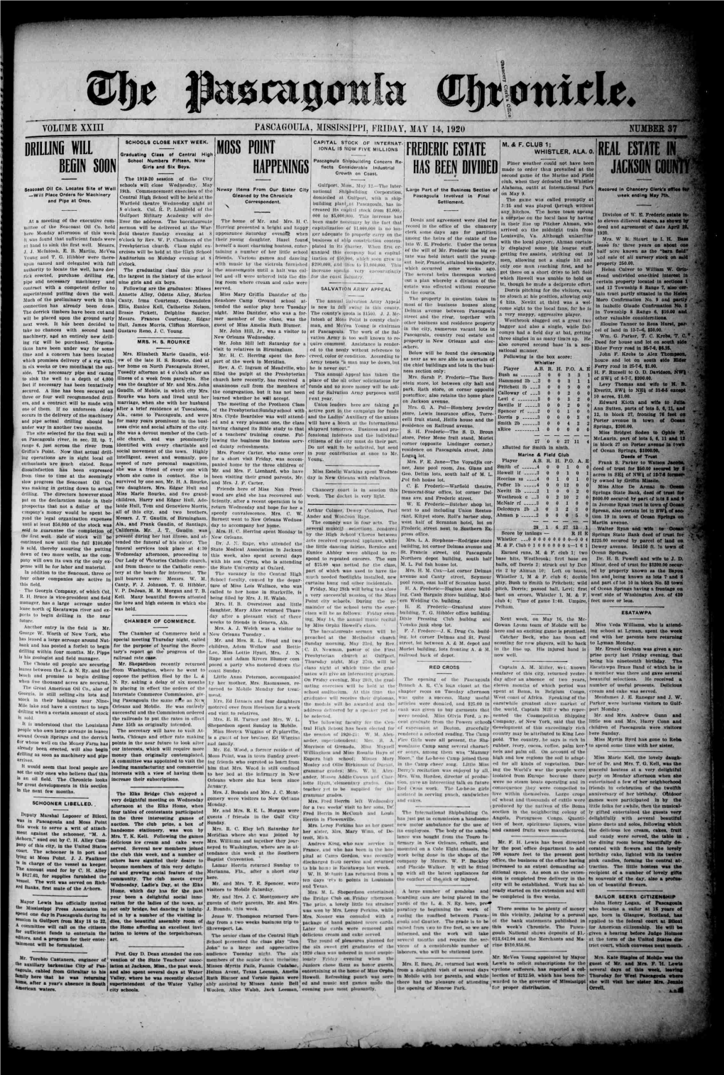 Pascagoula, Mississippi, Friday, May 14, 1920 Number 37 1