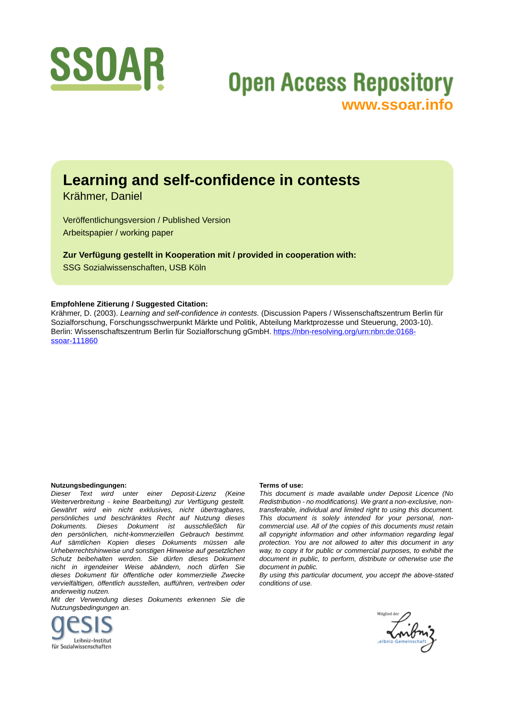 Learning and Self-Confidence in Contests