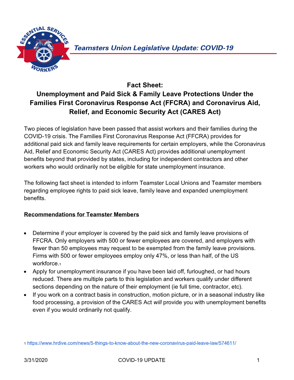 Unemployment and Paid Sick & Family Leave Protections