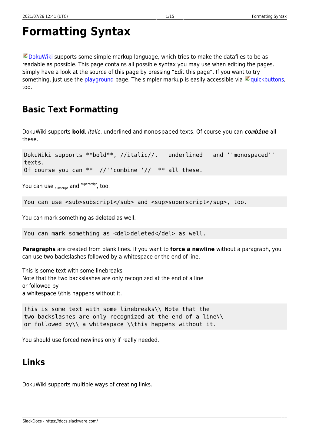 Formatting Syntax Formatting Syntax