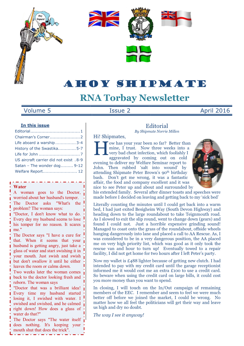 Ahoy Shipmate RNA Torbay Newsletter Volume 5 Issue 2 April 2016