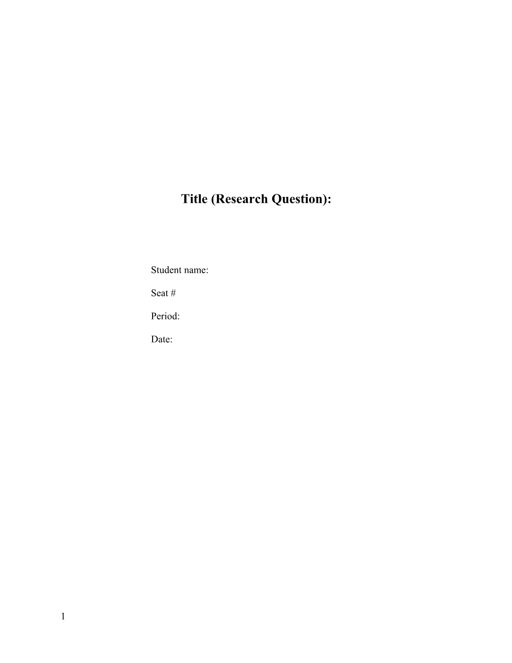 Biology Research Paper