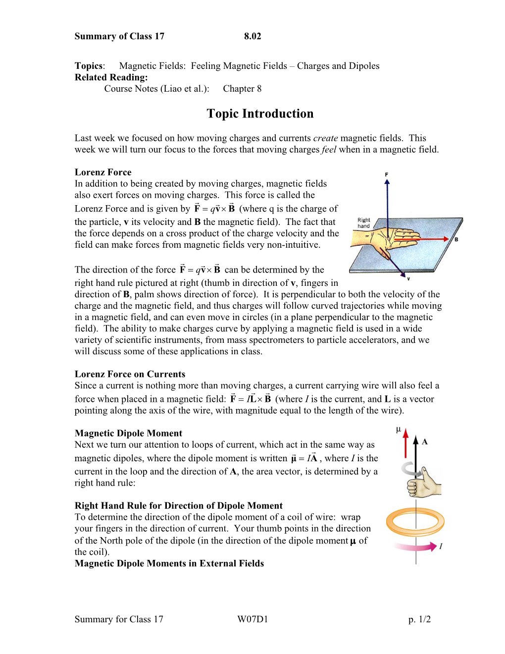 Class 01 Summary