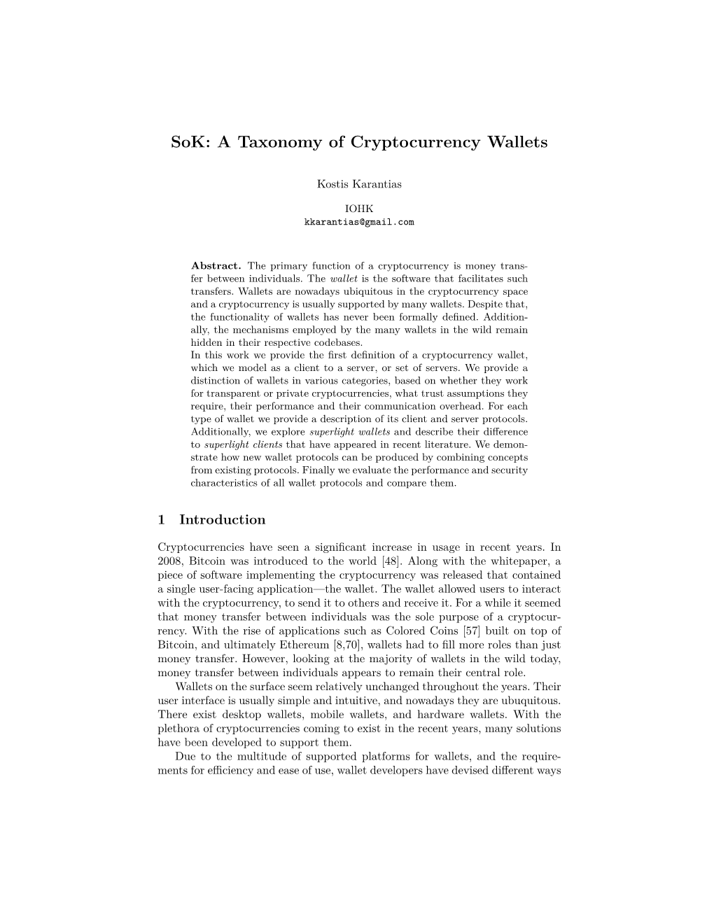 A Taxonomy of Cryptocurrency Wallets