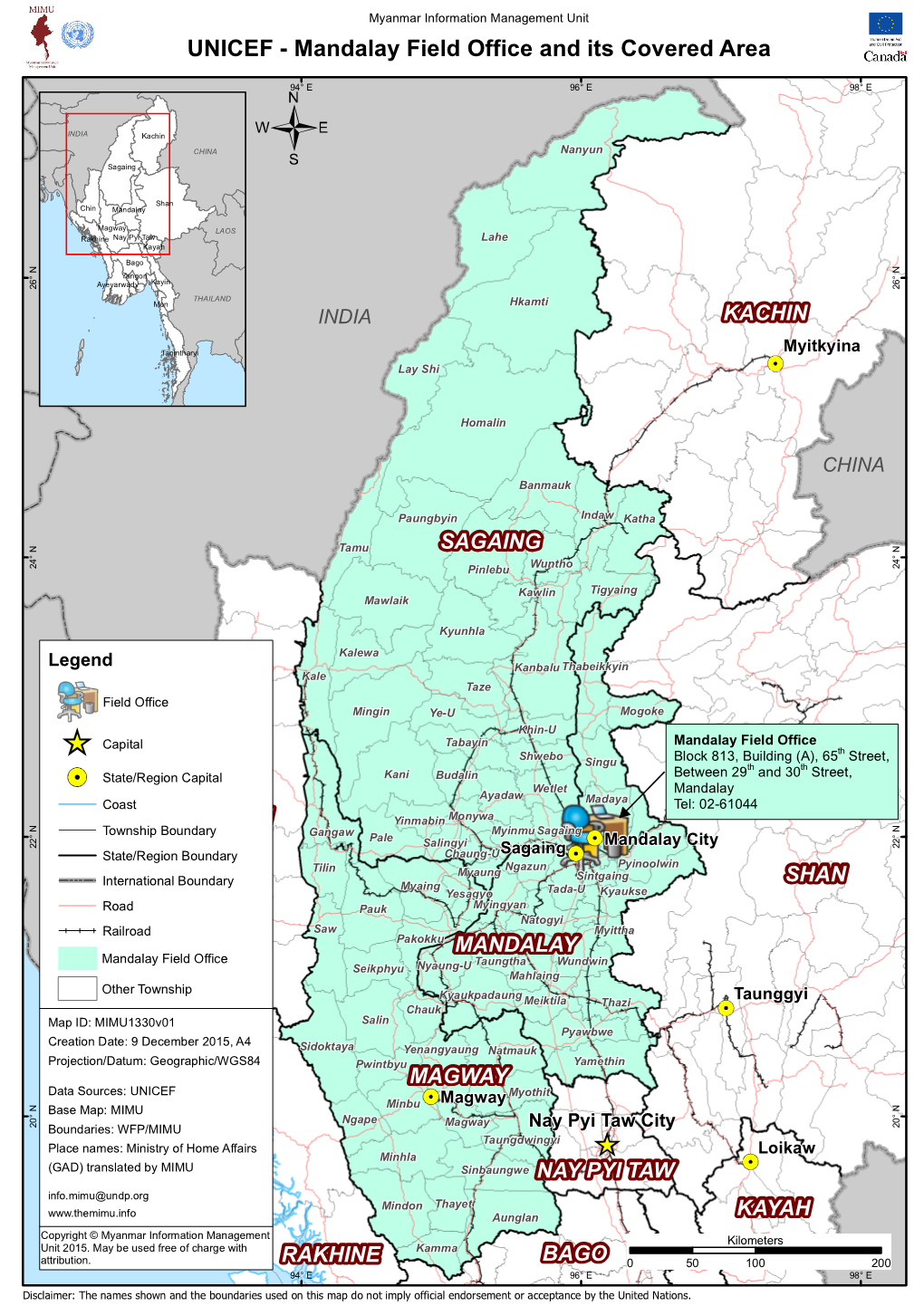 UNICEF - Mandalay Field Office and Its Covered Area