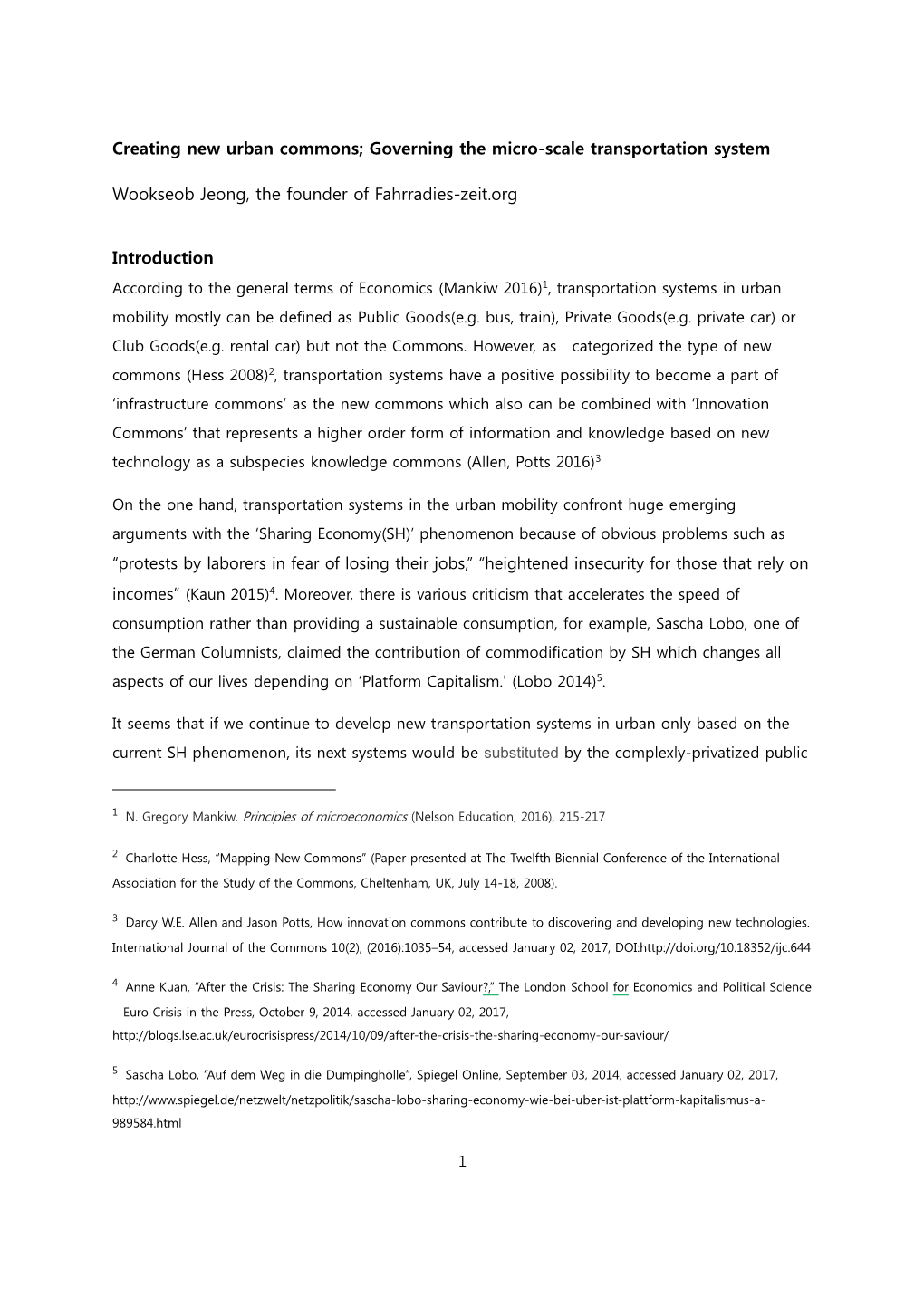 Governing the Micro-Scale Transportation System Wookseob