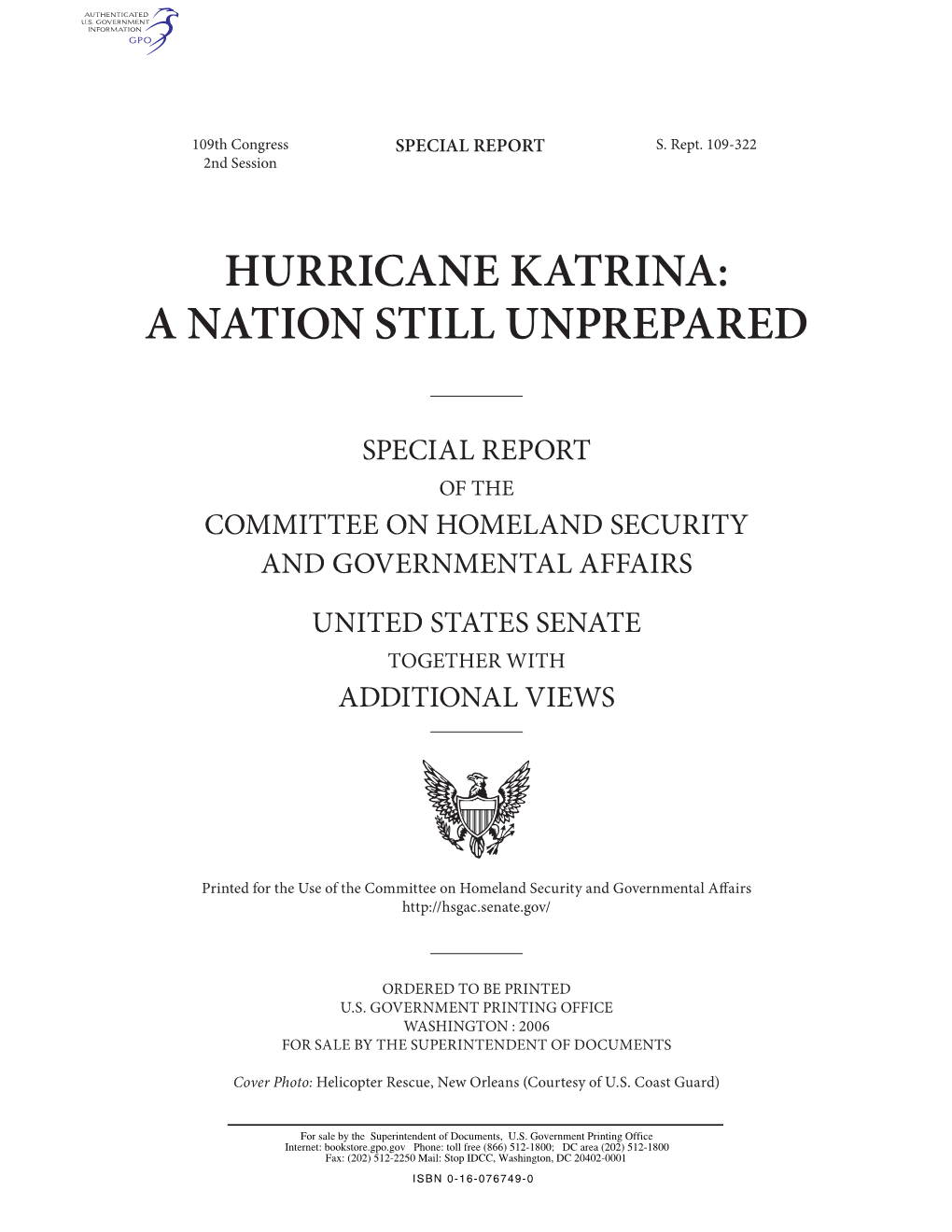 Hurricane Katrina: a Nation Still Unprepared