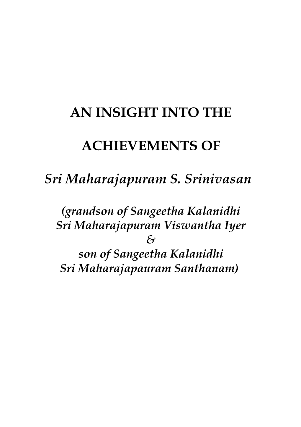 Maharajapuram Srinivasan's C.V Updated
