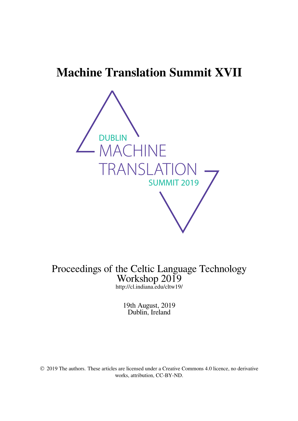 Proceedings of the Celtic Language Technology Workshop 2019
