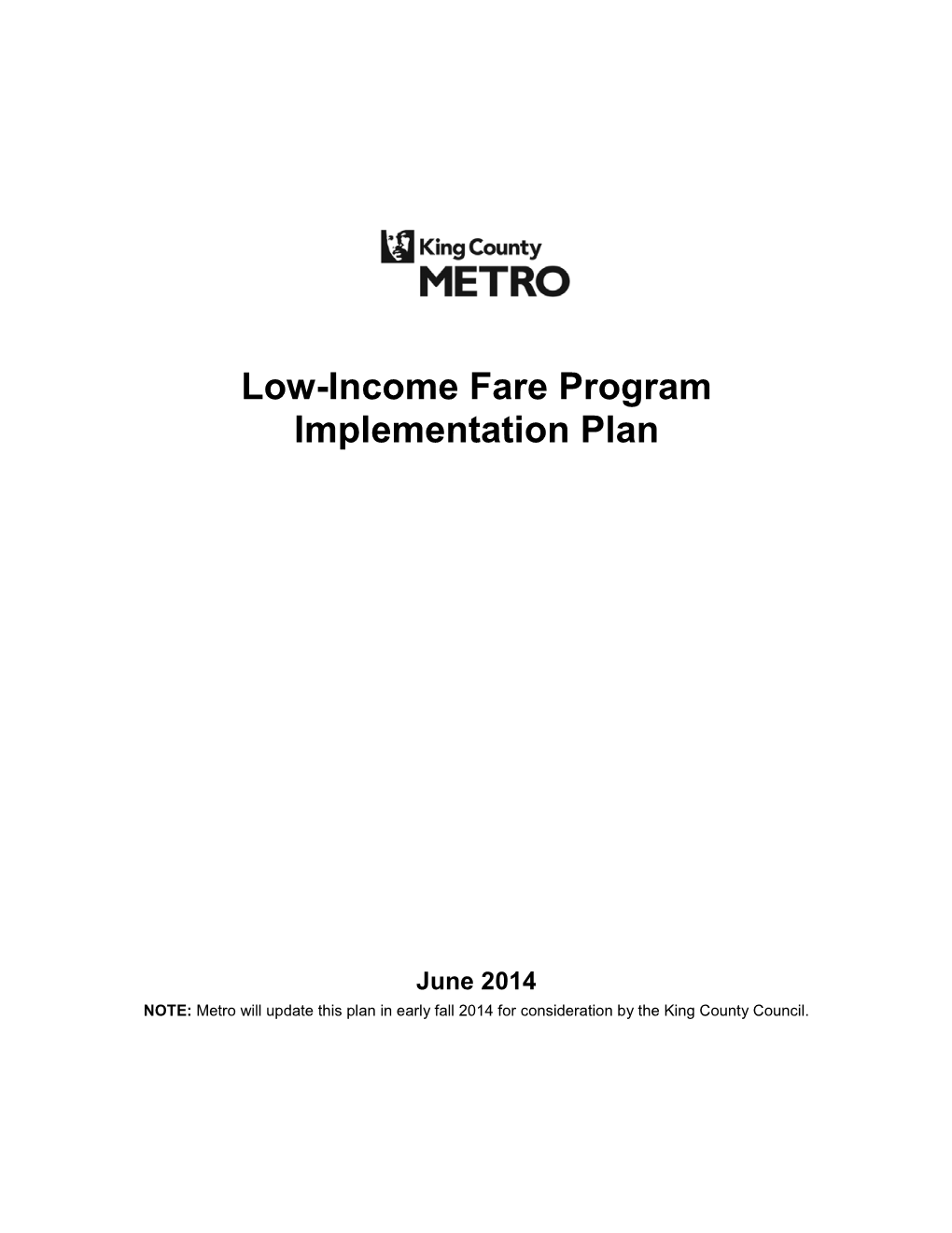 Low-Income Fare Program Implementation Plan