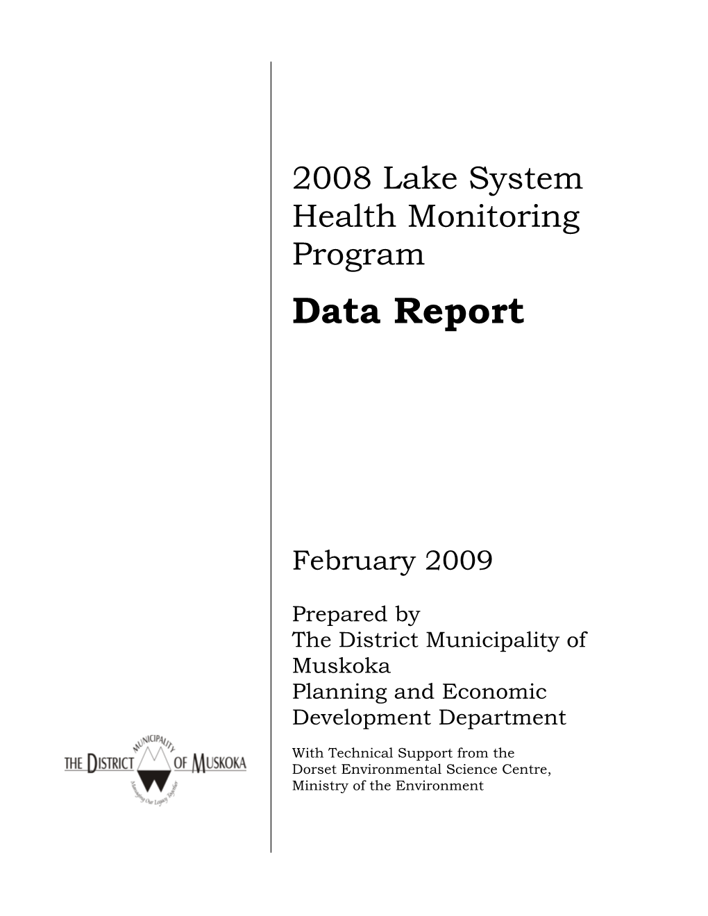 2008 Lake System Health Program Data Report