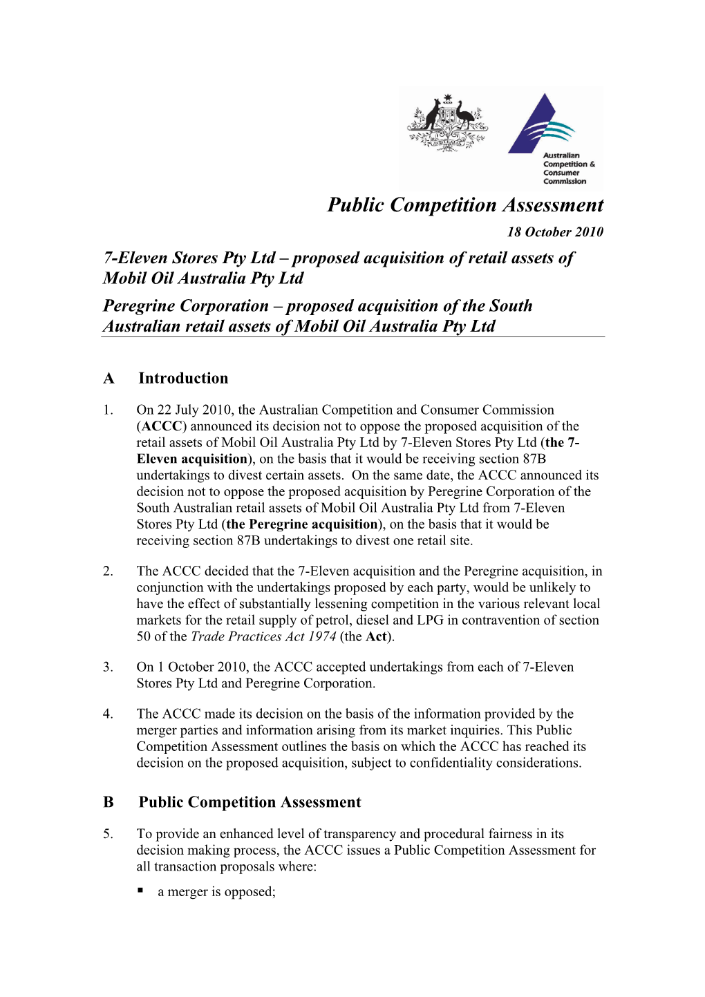 Public Competition Assessment