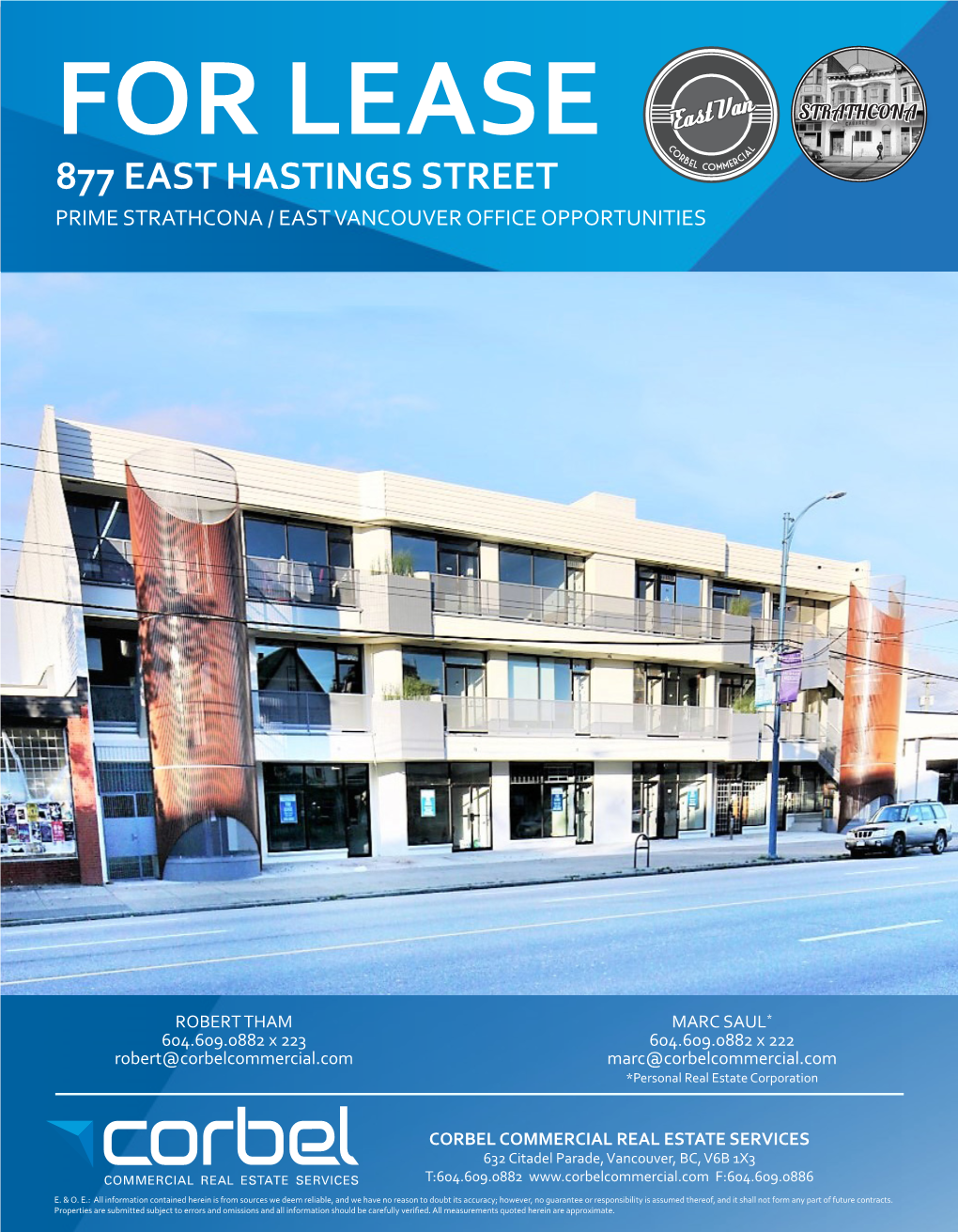 877 EAST HASTINGS STREET El Commer PRIME STRATHCONA / EAST VANCOUVER OFFICE OPPORTUNITIES