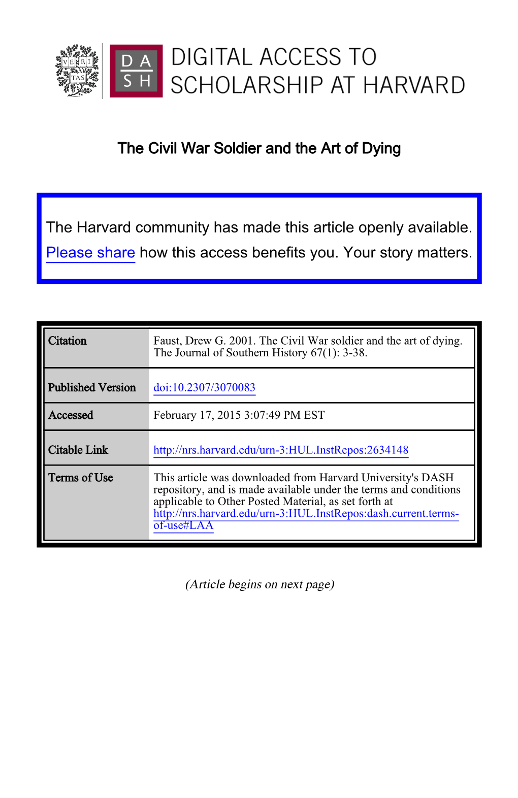 The Civil War Soldier and the Art of Dying