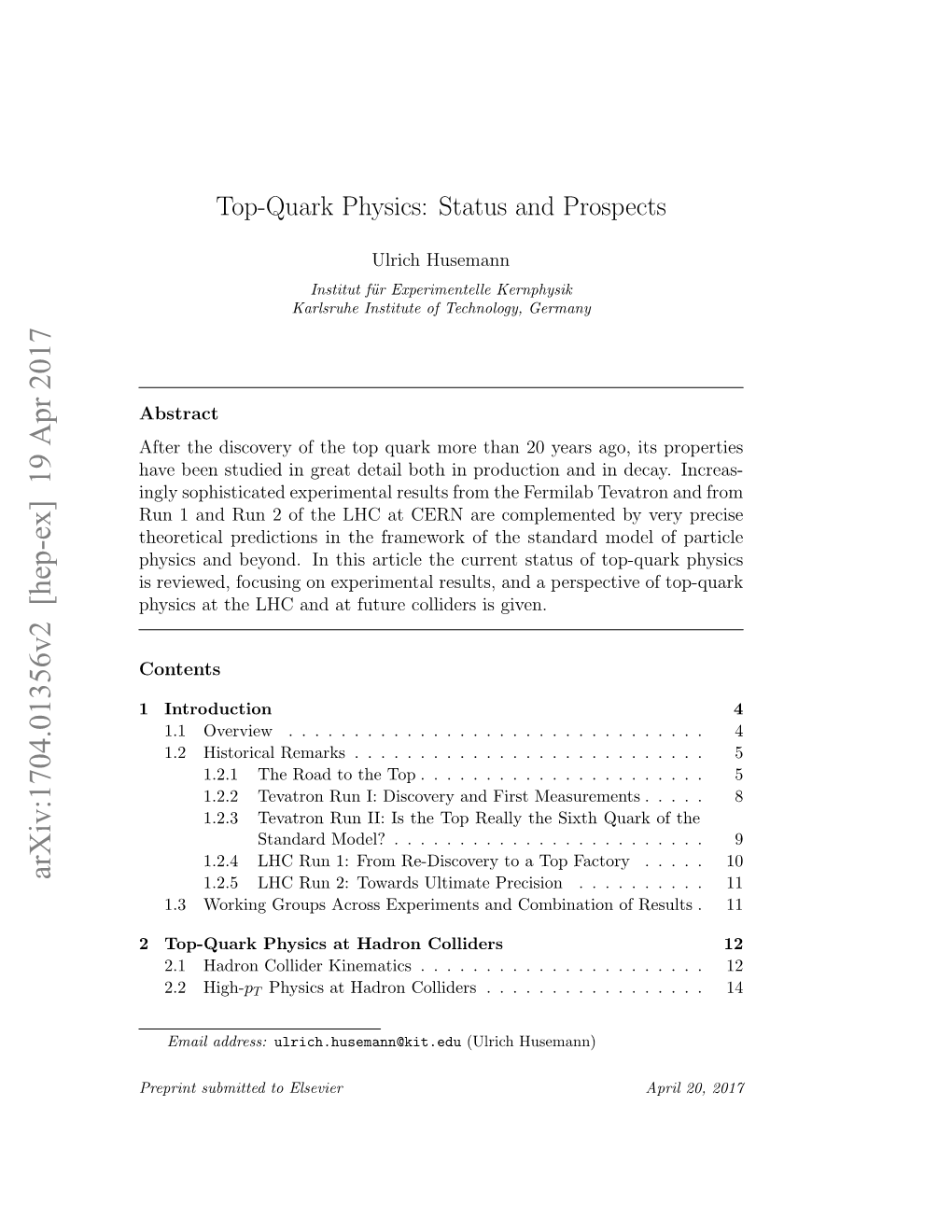 Top-Quark Physics: Status and Prospects