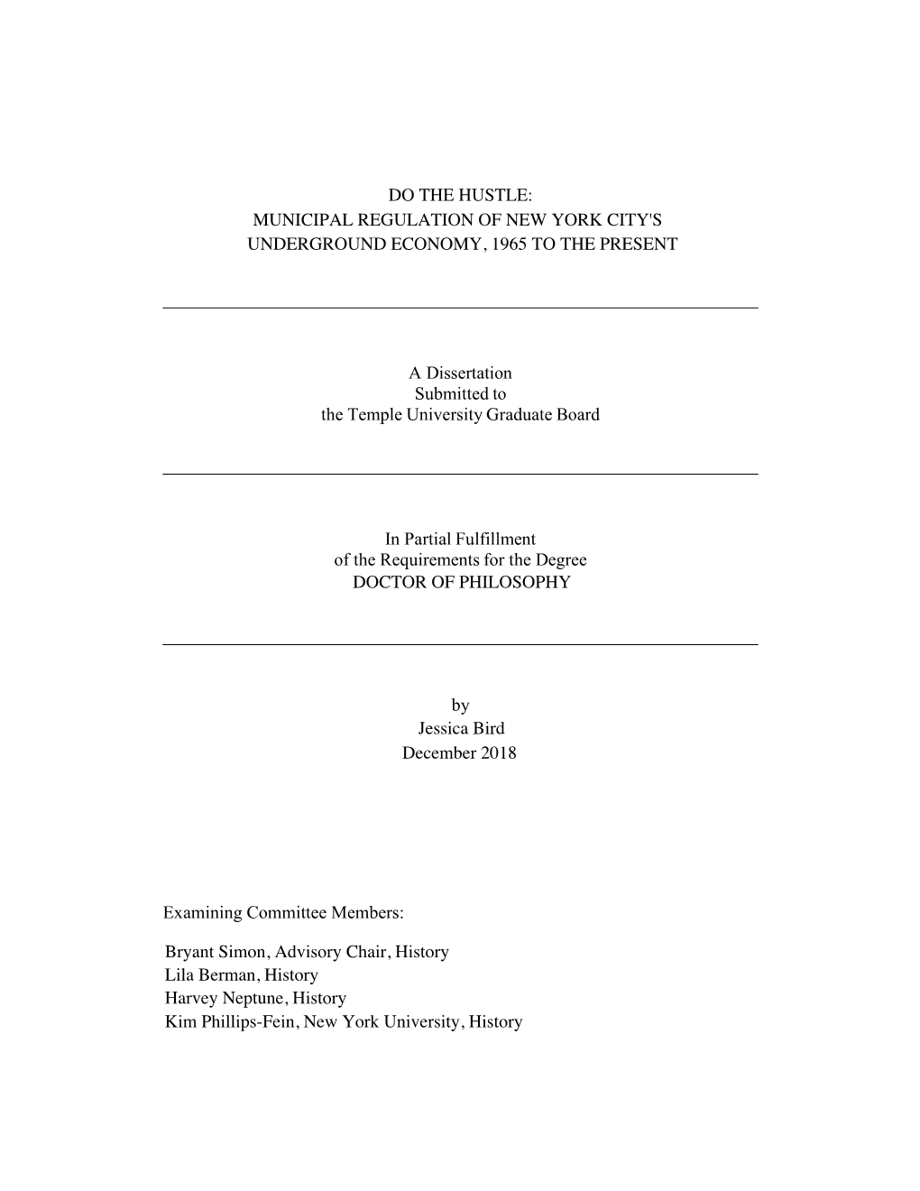 A Dissertation Submitted to the Temple University Graduate Board