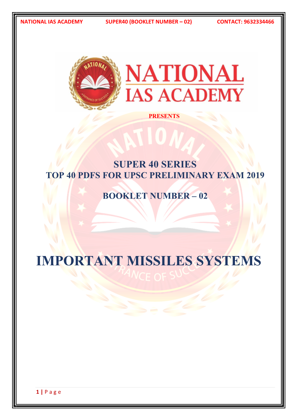 Important Missiles Systems