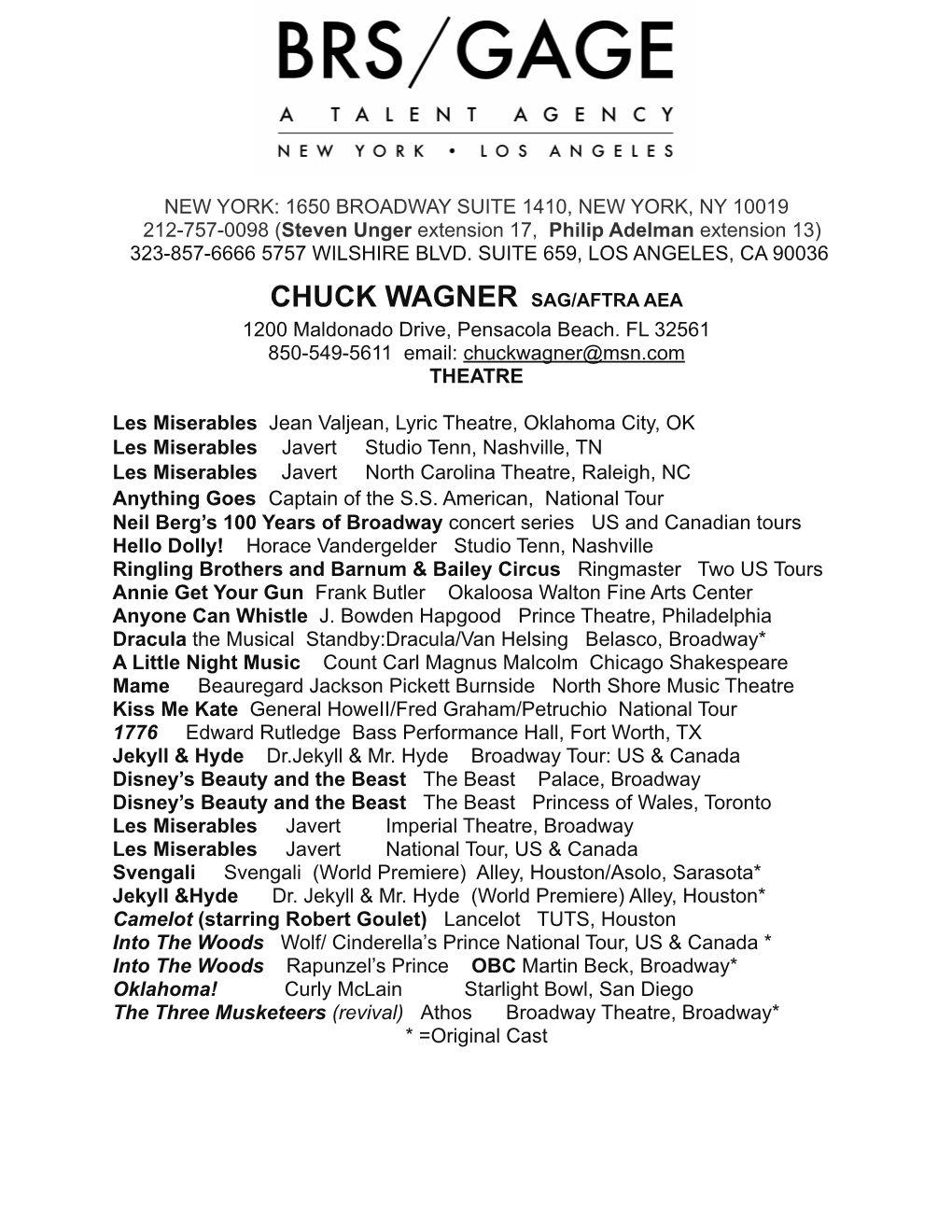 Chuck Wagner Resume 2015