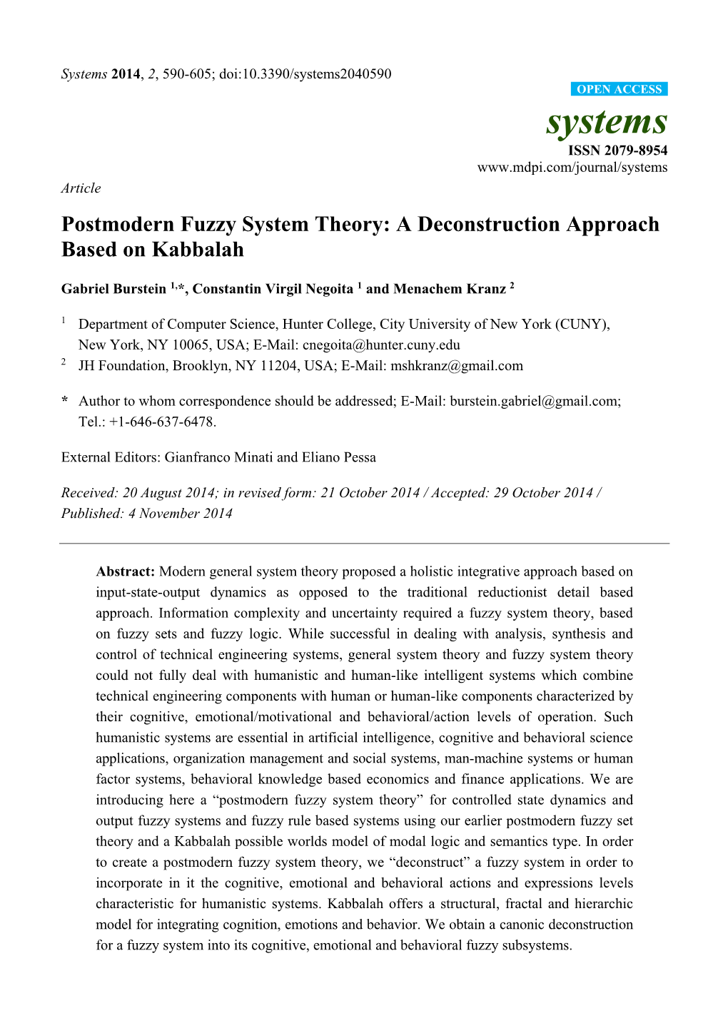 Postmodern Fuzzy System Theory: a Deconstruction Approach Based on Kabbalah