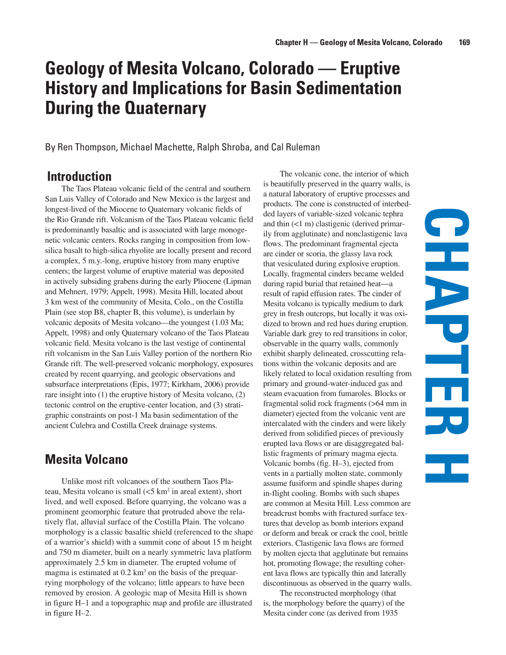 Geology of Mesita Volcano, Colorado — Eruptive History and Implications for Basin Sedimentation During the Quaternary