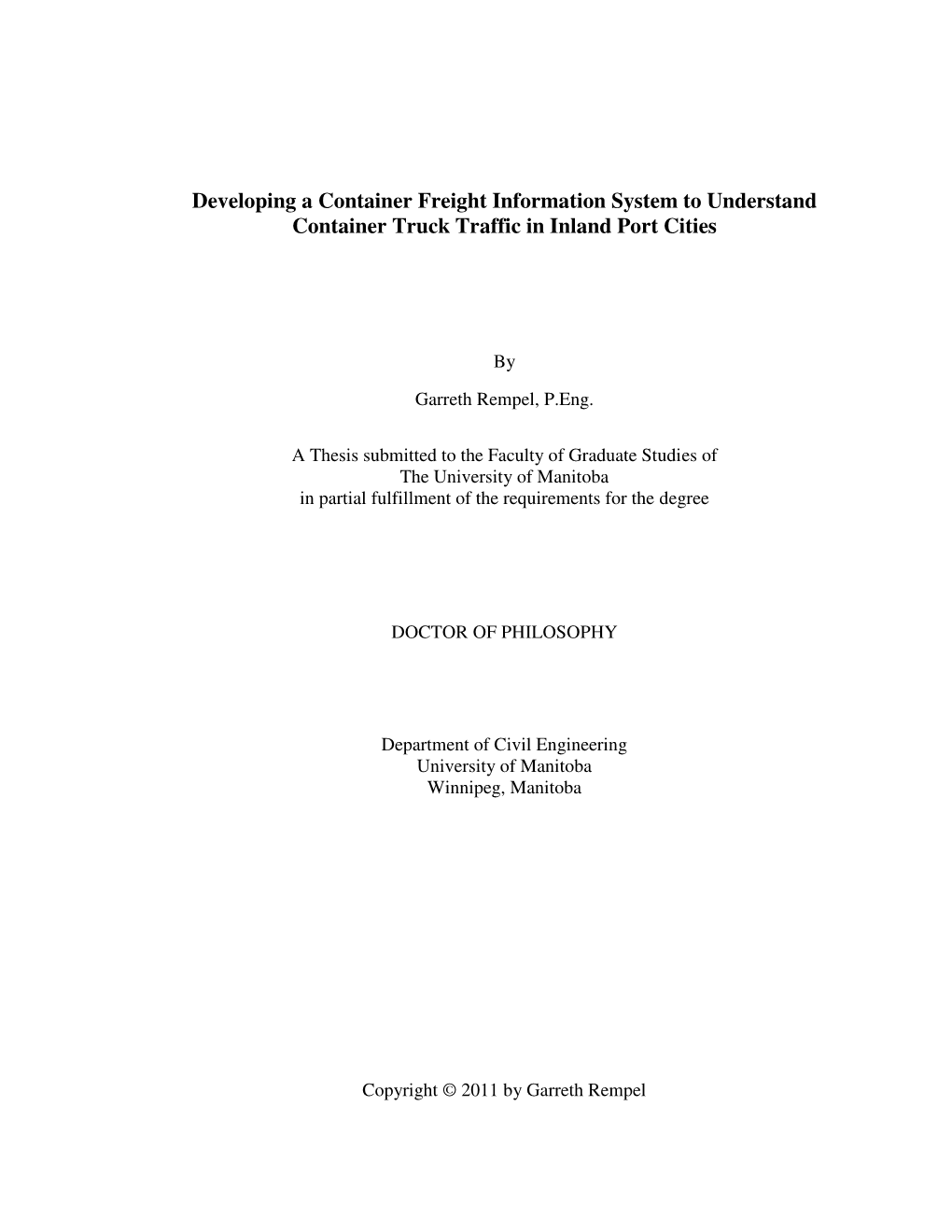 Developing a Container Freight Information System to Understand Container Truck Traffic in Inland Port Cities