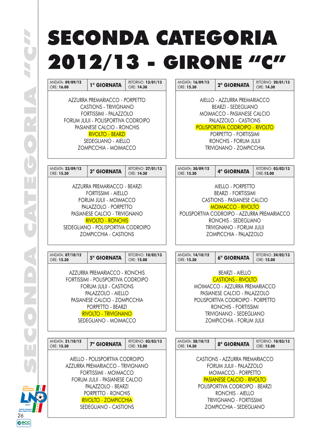 Seconda Categoria 2012/13 - Girone “C”