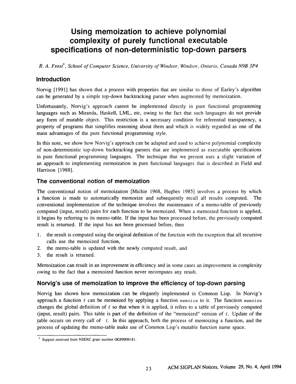 Using Memoization to Achieve Polynomial Complexity of Purely Functional Executable Specifications of Non-Deterministic Top-Down Parsers