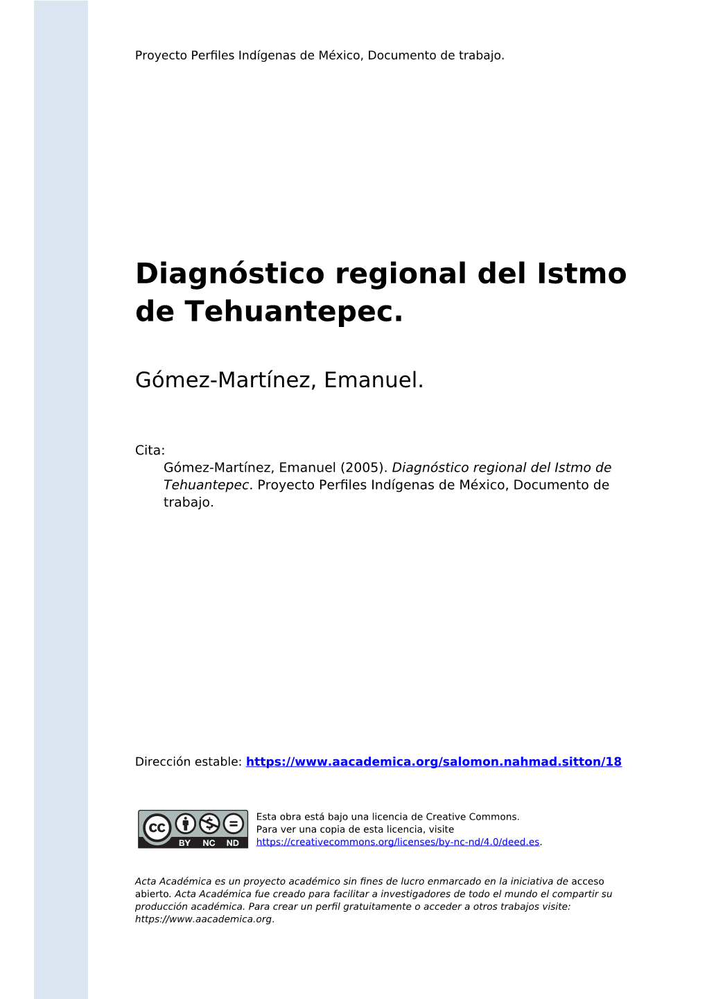 Diagnóstico Regional Del Istmo De Tehuantepec