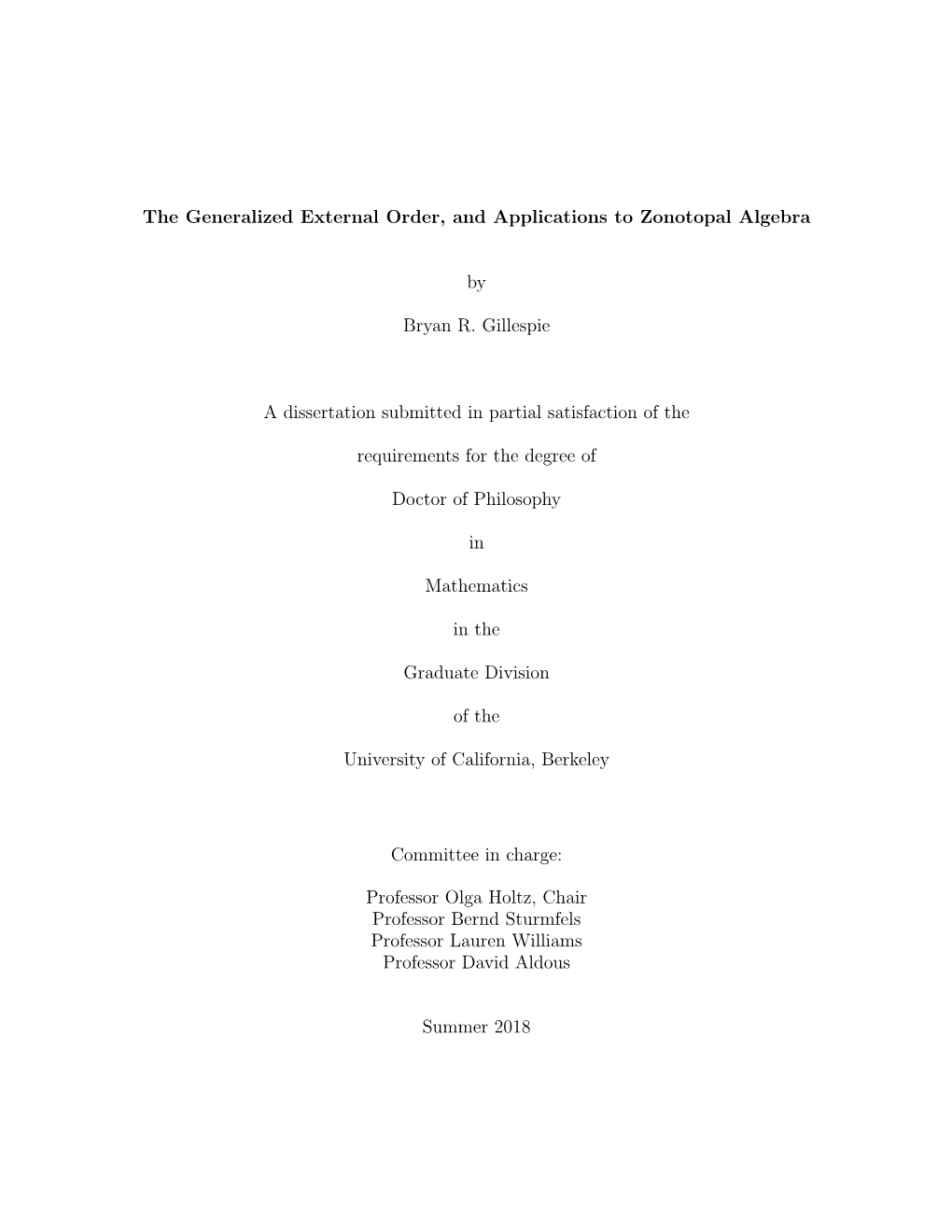 The Generalized External Order, and Applications to Zonotopal Algebra