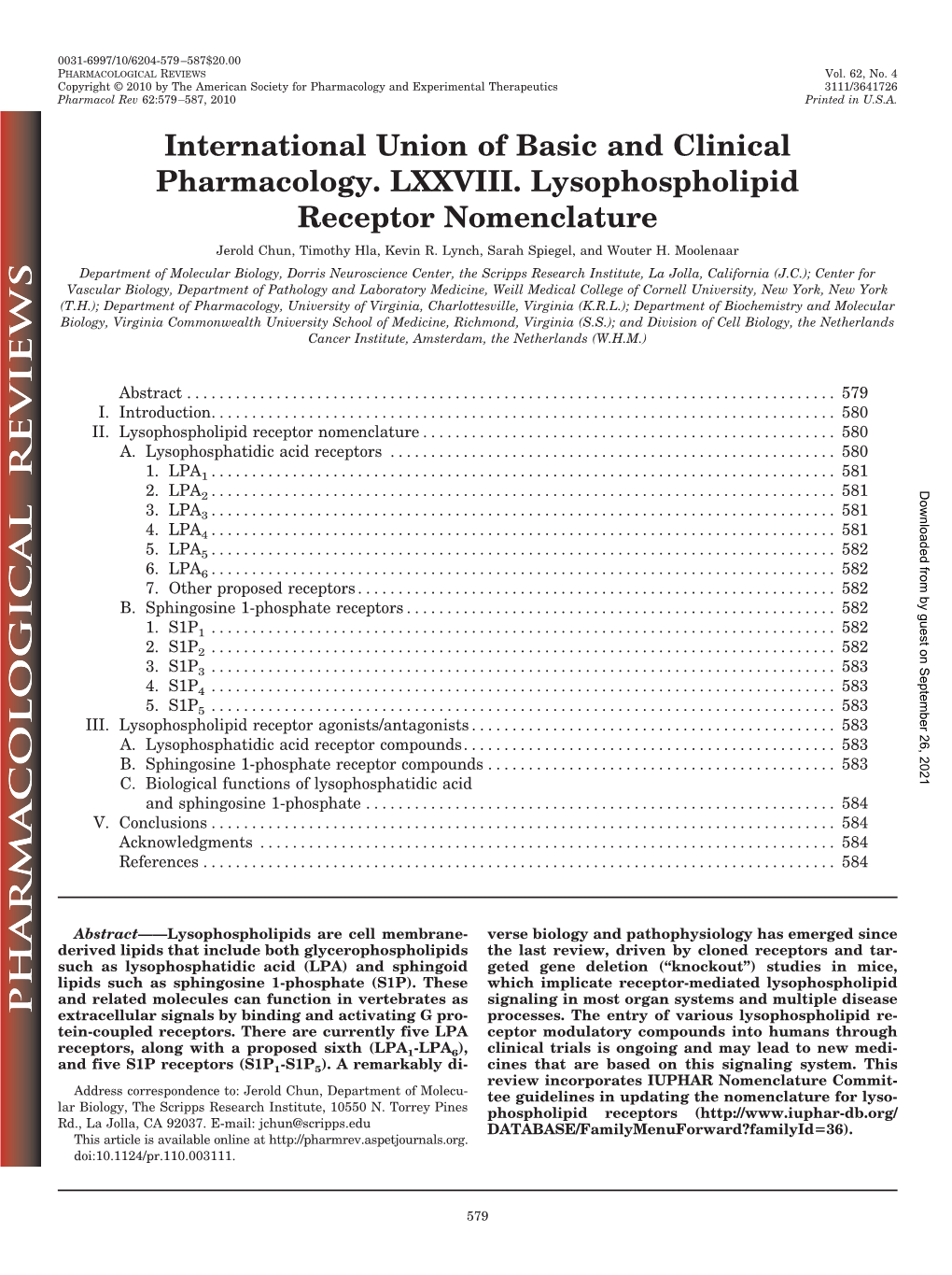 International Union of Basic and Clinical Pharmacology. LXXVIII