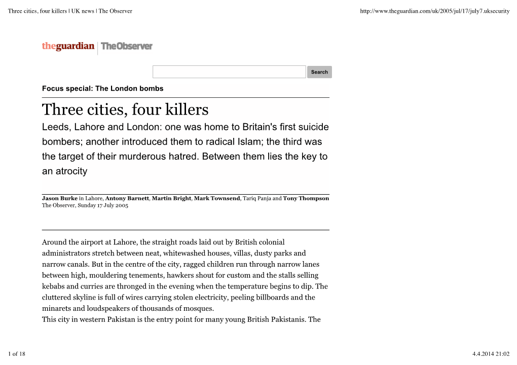 Three Cities, Four Killers | UK News | the Observer
