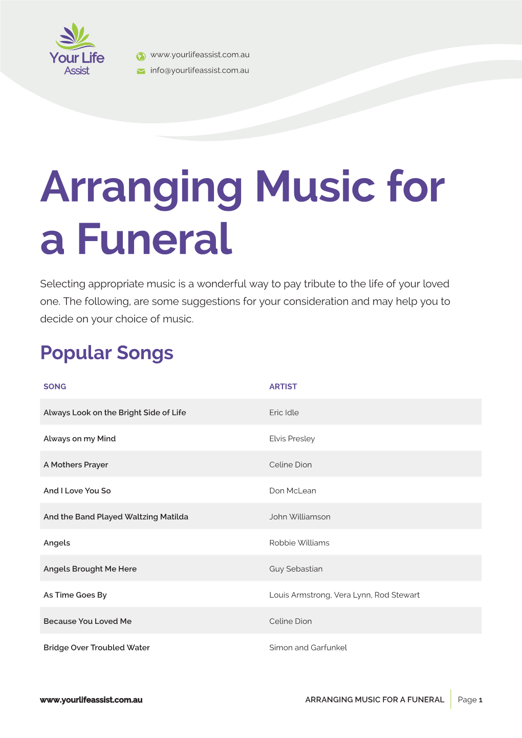 Arranging Music for a Funeral