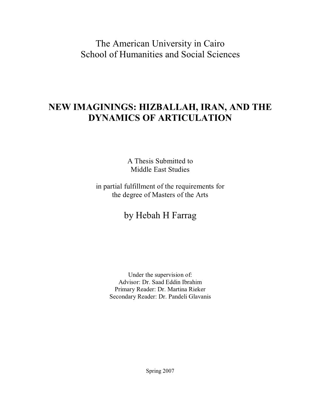 New Imaginings: Hizballah, Iran, and the Dynamics of Articulation