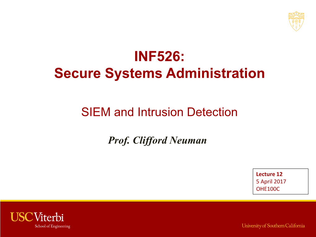 INF526: Secure Systems Administration