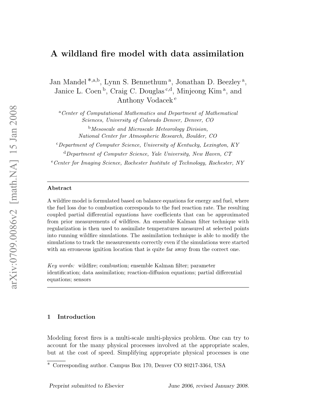 A Wildland Fire Model with Data Assimilation