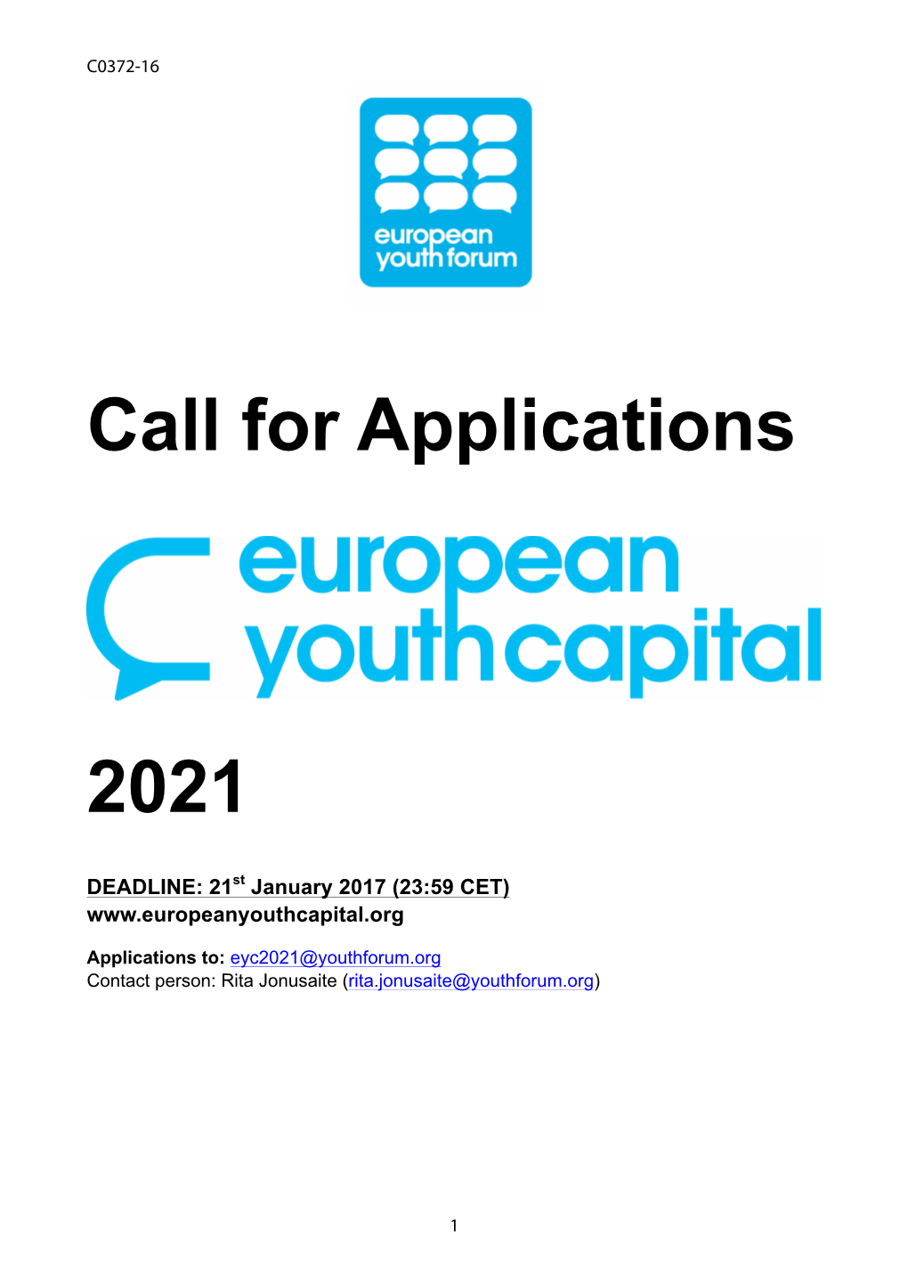 Call for Applications 2021