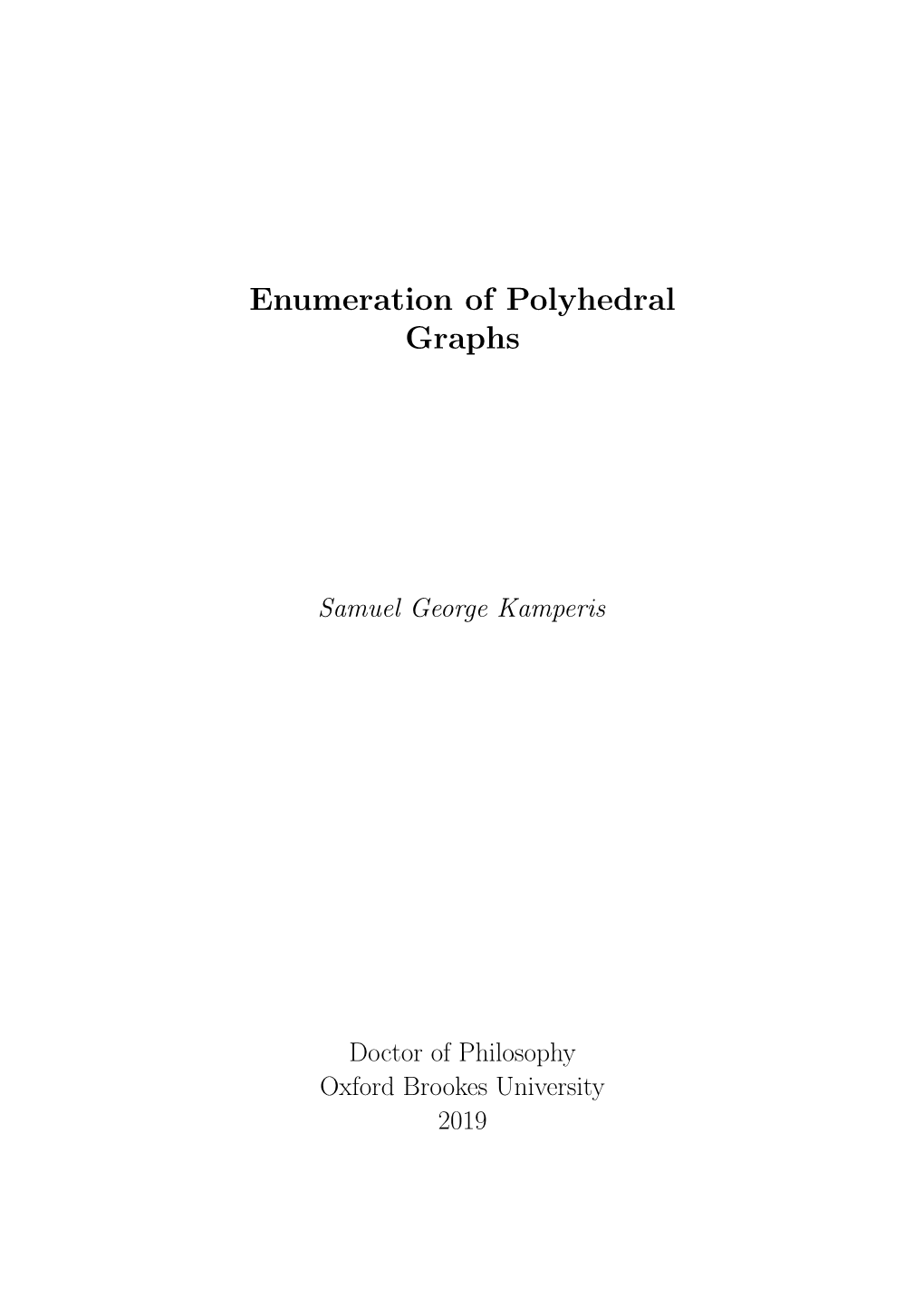 Enumeration of Polyhedral Graphs