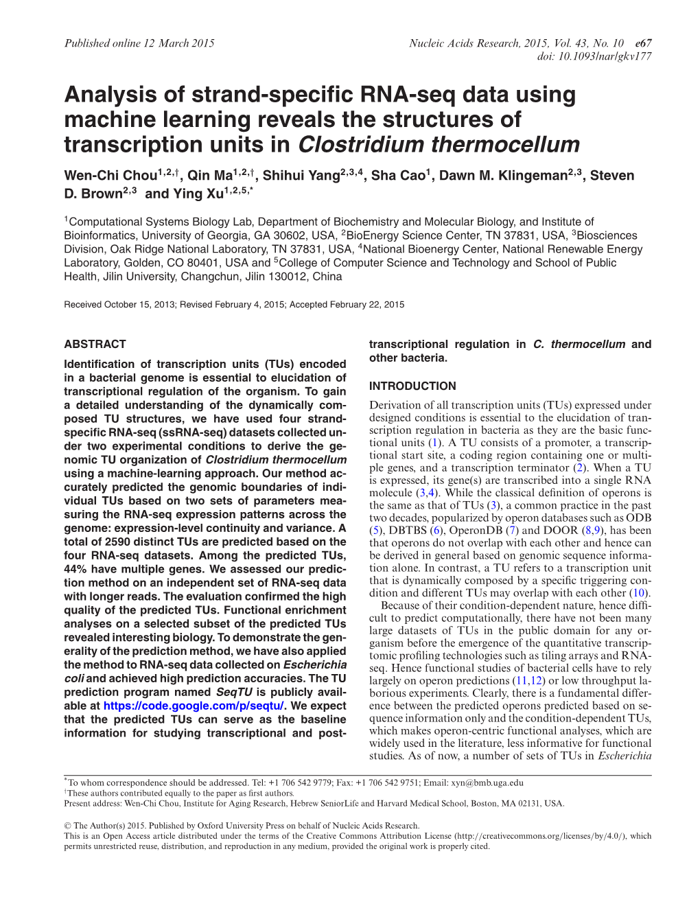 Analysis of Strand-Specific RNA-Seq Data Using Machine Learning