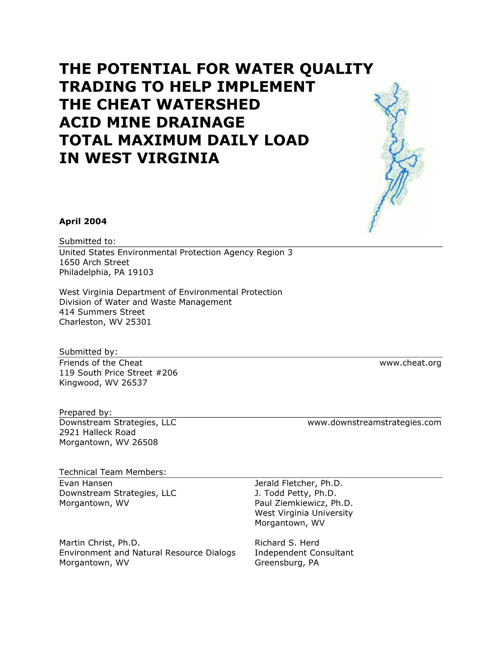 The Potential for Water Quality Trading to Help Implement the Cheat Watershed Acid Mine Drainage Total Maximum Daily Load in West Virginia